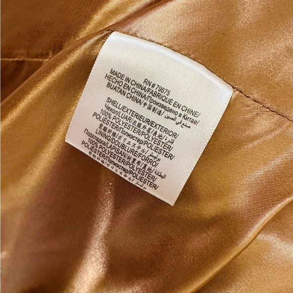 BCBGMAXAZRIA Camel Coat Gold Buttons, Buckei Fabric Notched Collar Lined Large - Picture 12 of 15